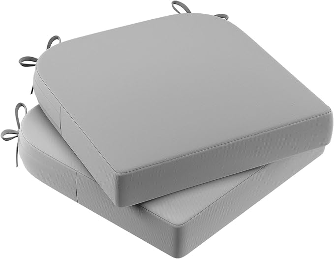 AAAAAcessories Outdoor Seat Cushions for Chairs, Waterproof, Fade-Resistant Patio Furniture Replacement Cushions, 17" x 16" x 2", Set of 2, Gray-VerdiqueGarden