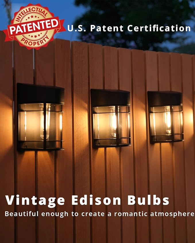 Solar Fence Lights Outdoor, 8 Pack Waterproof Solar Lights Outdoor, Outdoor Solar Light Fence Light for Garden Fence Post Step Stair Backyard-VerdiqueGarden