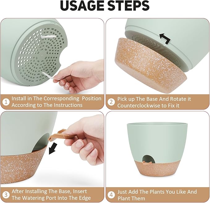 12 inch Large Self Watering Plant Pots, Flower Pots Planters with Multi Mesh Drainage Holes for Indoor Outdoor Garden Plants and Flowers-VerdiqueGarden