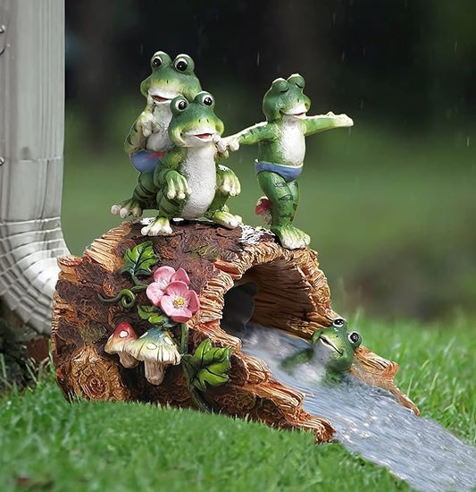 Gutter Guardian Rain Downspout Extension Playful Frog Statue, Ornament Splash Block Anchor for Downspout Extension Decor, 3" × 4" Downspout Extender Outdoor Garden Decorative-VerdiqueGarden