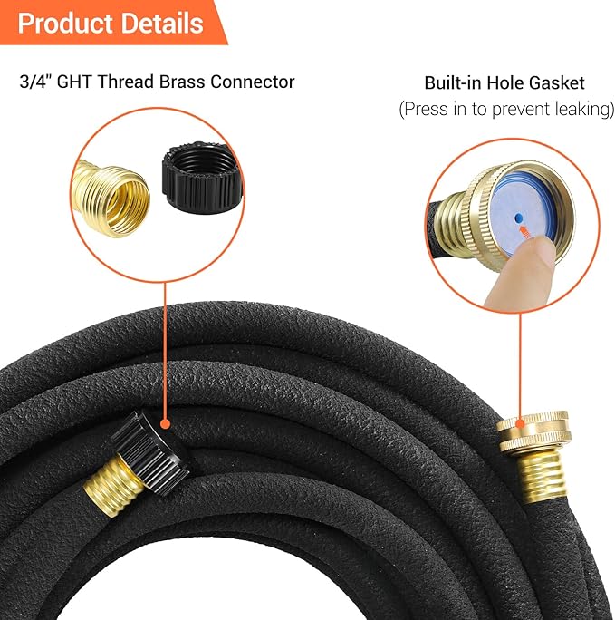 MAMIZO Soaker Hose Kit 100 ft 1/2", Solid Brass Connectors Rubber Longer Lasting, Heavy Duty Drip Hose to Save 70% Water, Soaker Hose for Garden, Lawn and Yard-VerdiqueGarden