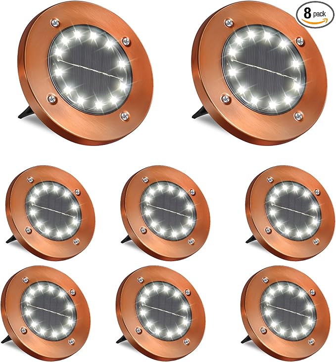 HOFLY Outdoor In-Ground Solar Landscape Lights - 8 Pack, 12 LED, White Light for Pathway, Yard, Patio, Walkway-VerdiqueGarden
