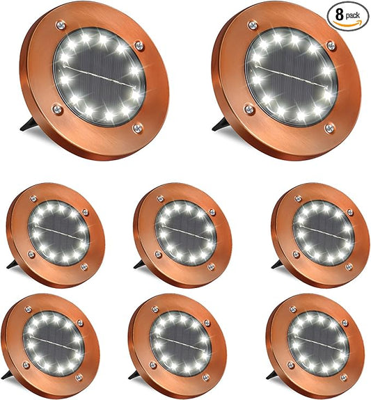 HOFLY Outdoor In-Ground Solar Landscape Lights - 8 Pack, 12 LED, White Light for Pathway, Yard, Patio, Walkway-VerdiqueGarden