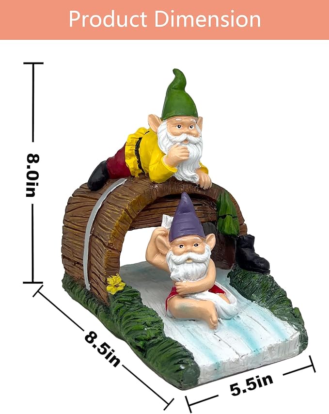 Decorative Gnome Gutter Extension, Elf Guardian Statue for Outdoor Gutter Splash Block, 3" x 4" Downspout Extender, Garden Rain Downspout Diverter-VerdiqueGarden