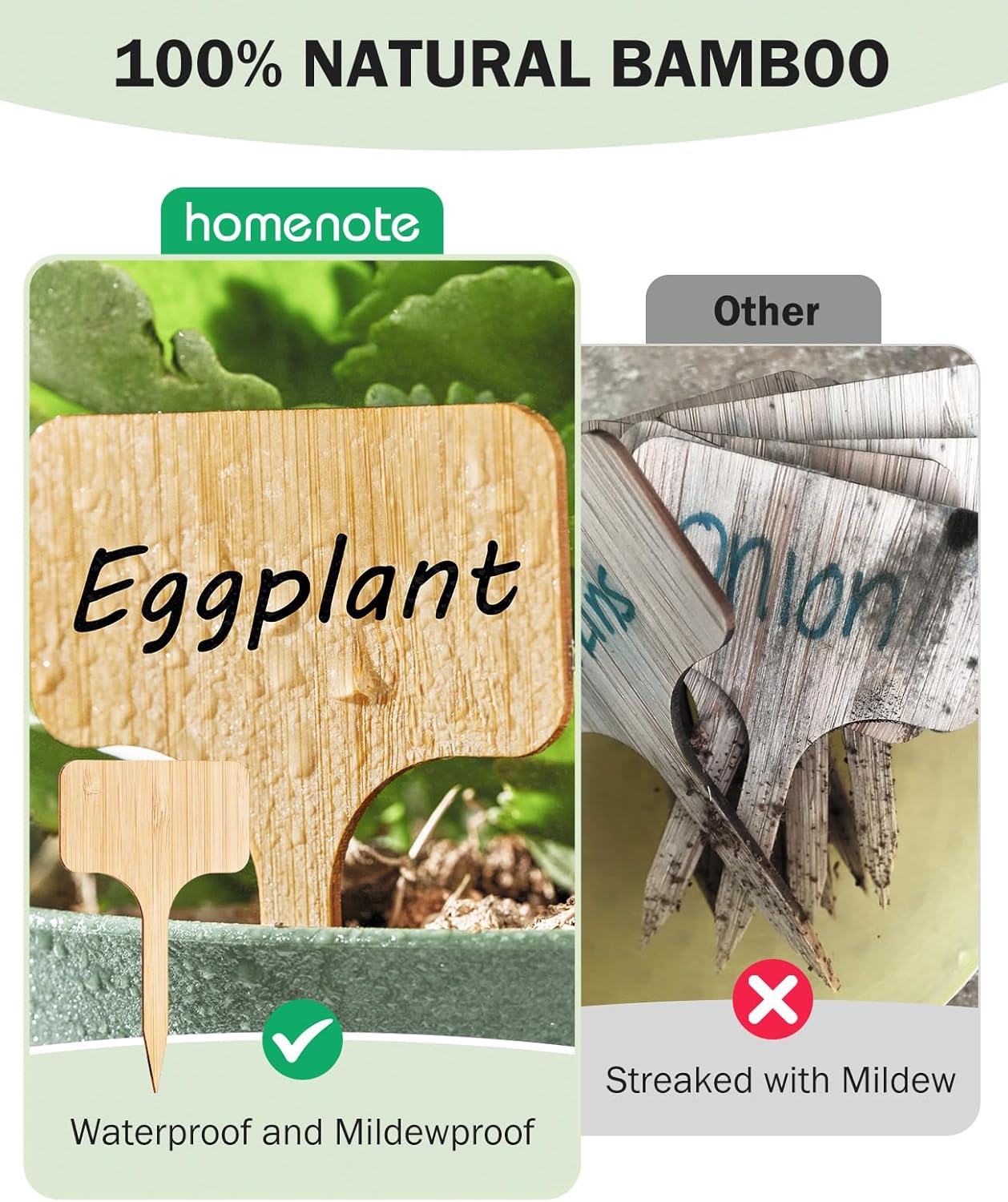 Homenote Bamboo Plant Labels 60Pcs Plant Tags for Seedling T-Type Tags for Plants Outdoor Garden Markers Vegetable Seedling(2.36 * 4“)-VerdiqueGarden