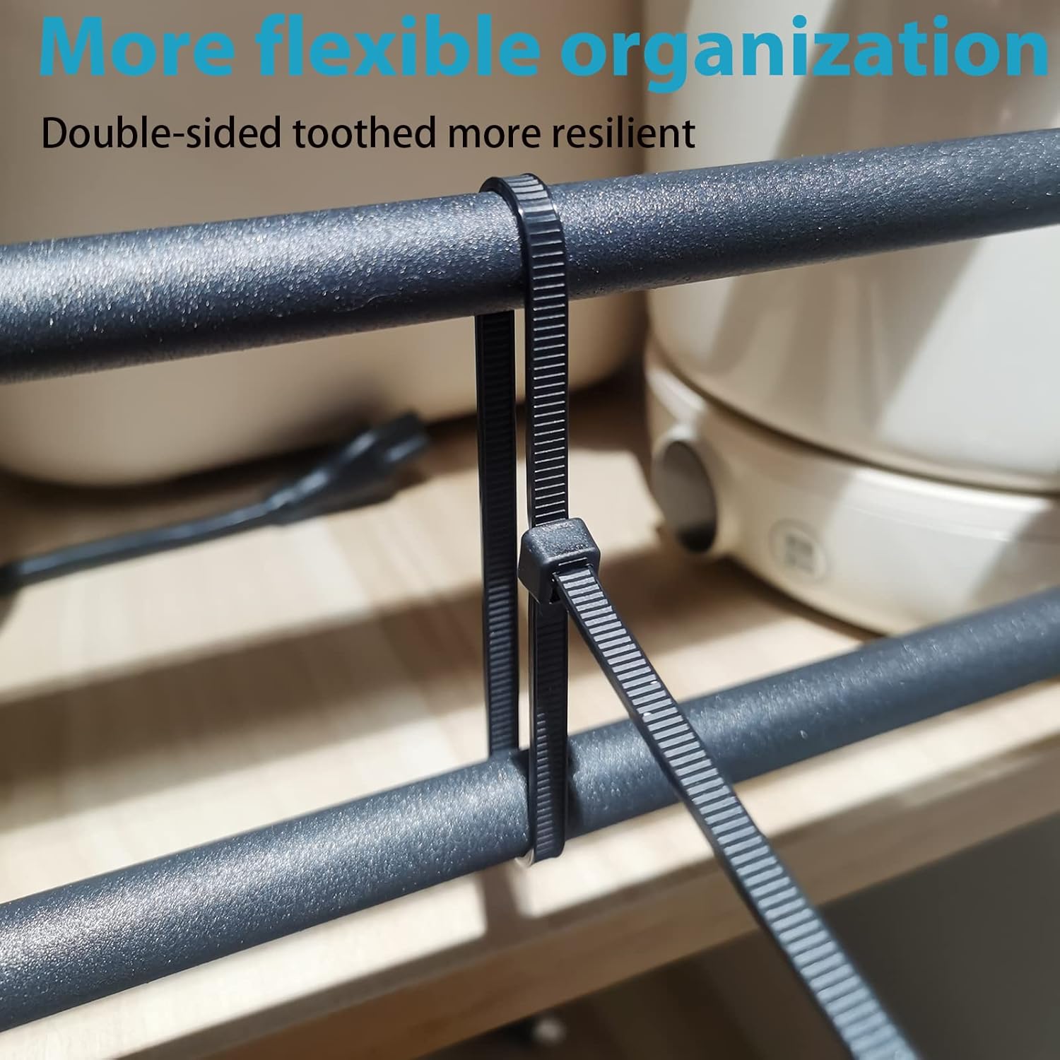 12 Inch Zip Ties Double Sided Toothed,100 LBS Tensile Strength Heavy Duty Cable Wire Ties With Self-Locking Adjustable More Durable Nylon Tie Wraps for Indoor Outdoor（100 Pack）-VerdiqueGarden