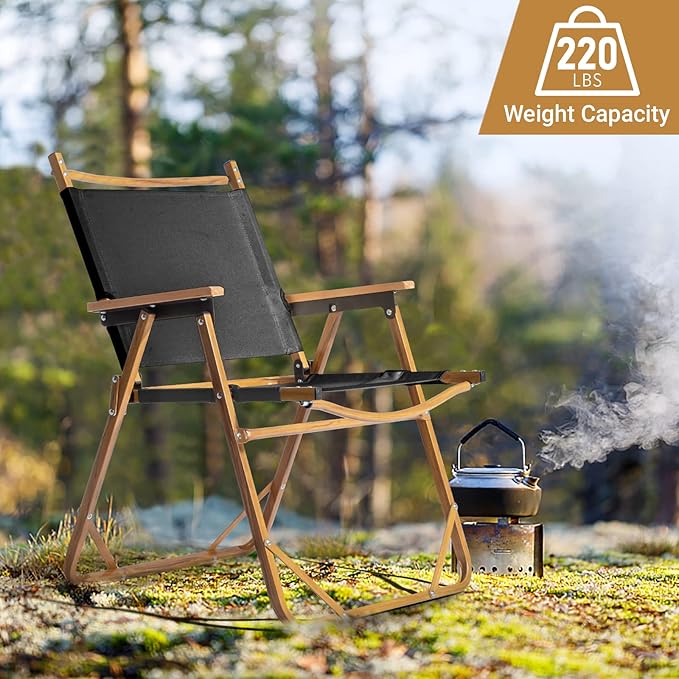 Outvita Portable Folding Camping Chair, Ultralight Low Beach Chair, Durable Aluminum Frame Armchairs for Hiking Concert Fishing Picnic, Supports 223Lbs-VerdiqueGarden
