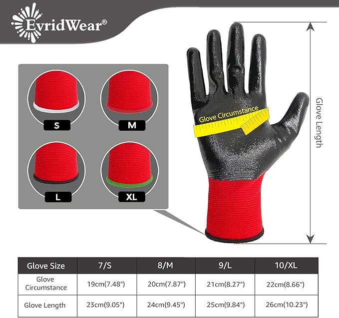 Evridwear Work Gloves with Grip Rubber Coated for Men Women Warehouse Mechanic,12 Pairs Bulk-VerdiqueGarden