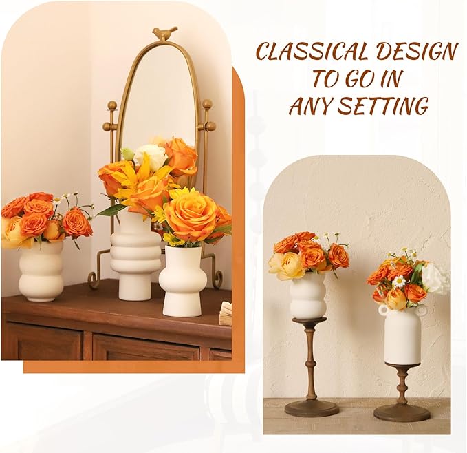 Ceramic Vase for Decor, White Boho Ceramic Vase in Bulk Small Boho Vases Set for Home Modern Minimalist Farmhouse Decoration White Bud Vases for Shelf Decor, Table, Bookshelf (Set of 9)-VerdiqueGarden