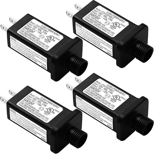 Replacement Yard Inflatable Adapter Power Supply Adaptor - 12V 1.0A 4Pcs - Inflatable Plug Replacement Class 2 Power Supply - for Christmas Tree Light/Thanksgiving Yard Blow Up Decorations-VerdiqueGarden