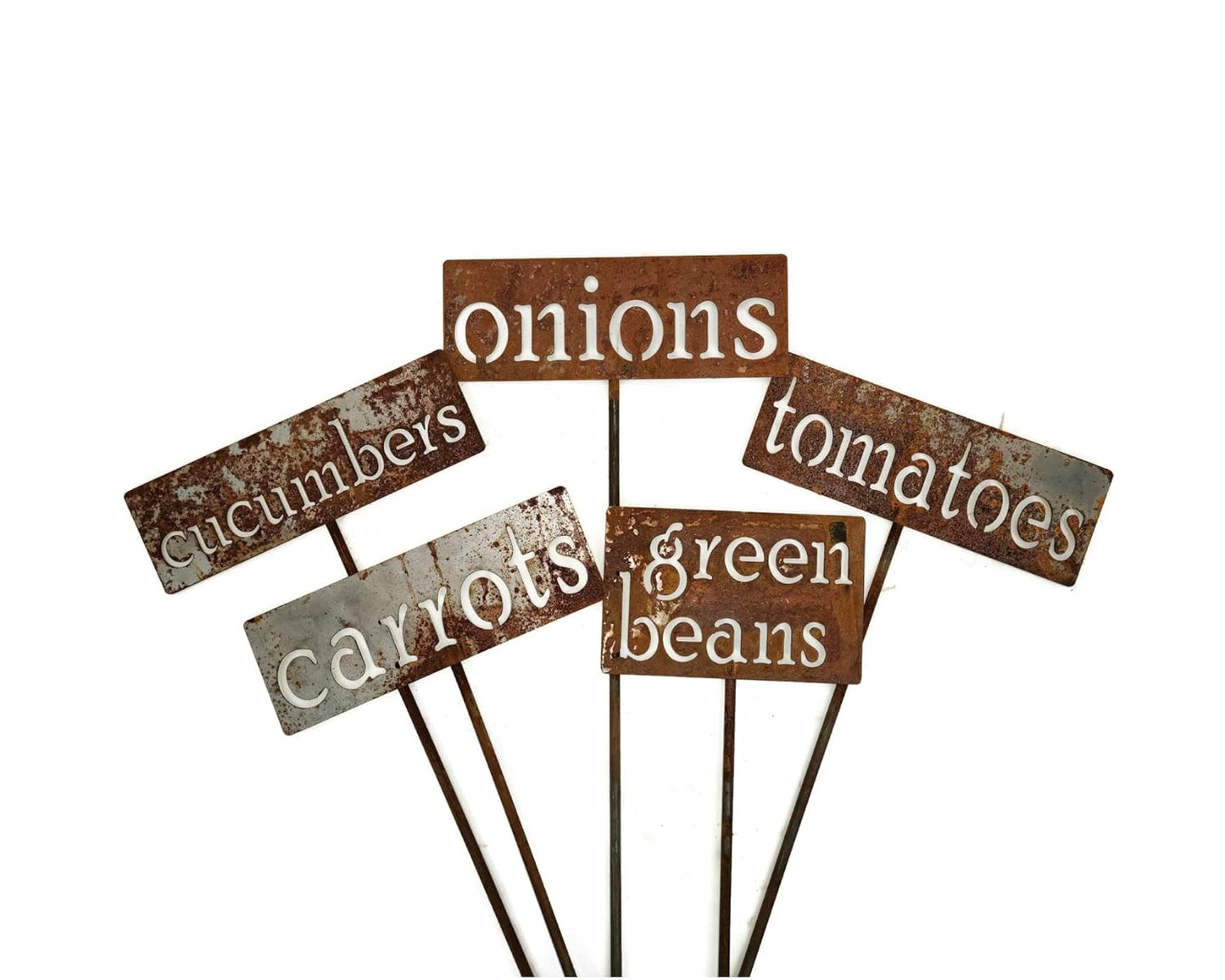 Classic Metal Garden Markers 19 Inches Tall (Bulk Discount 10 Markers, Naturally Rusted)-VerdiqueGarden