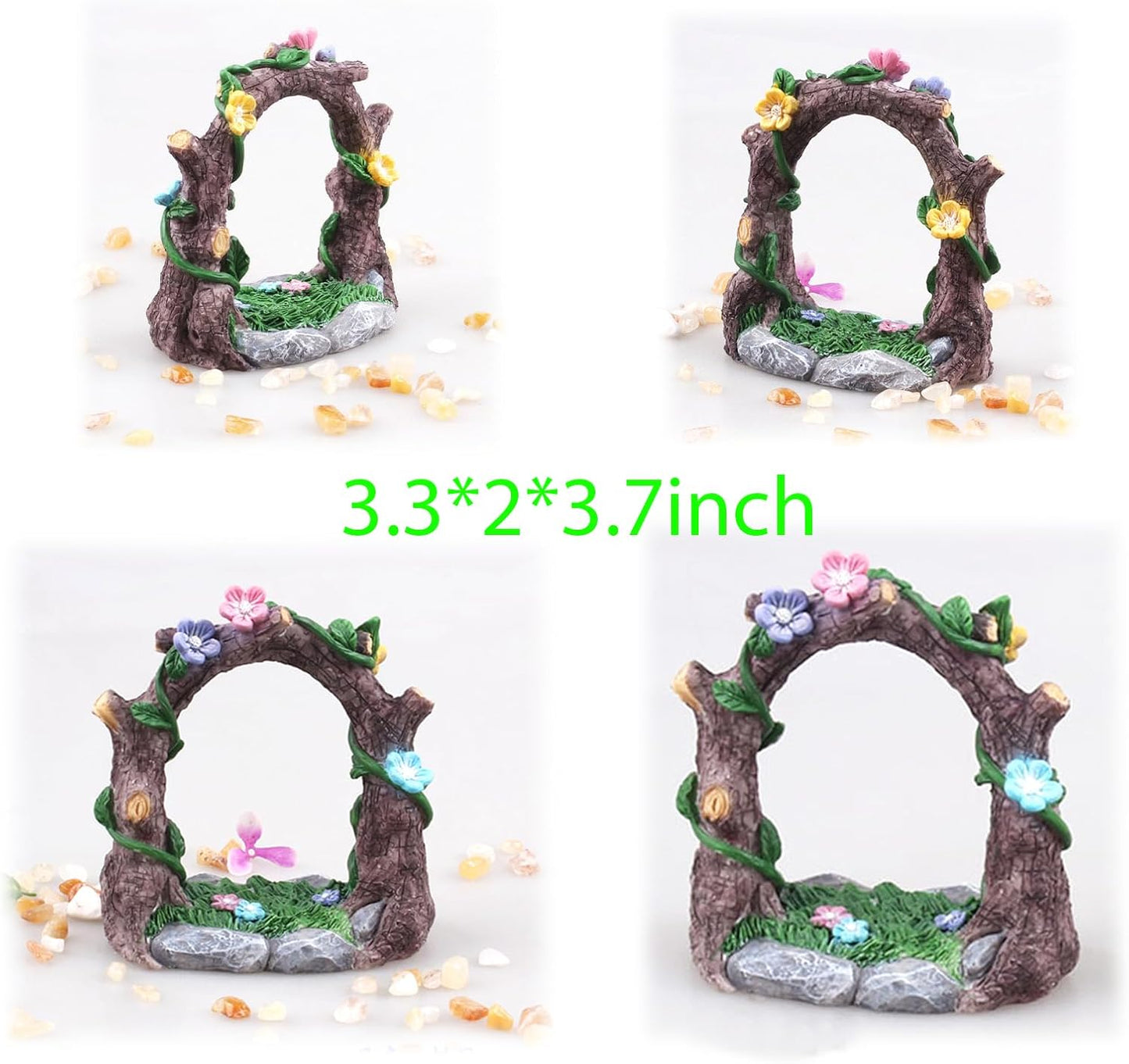 Kai Dream Miniature Fairy Garden Accessories Set, 2 Piece Resin Decorative Landscape Kit with Arch and Slide, Floral Garden Ornaments-VerdiqueGarden