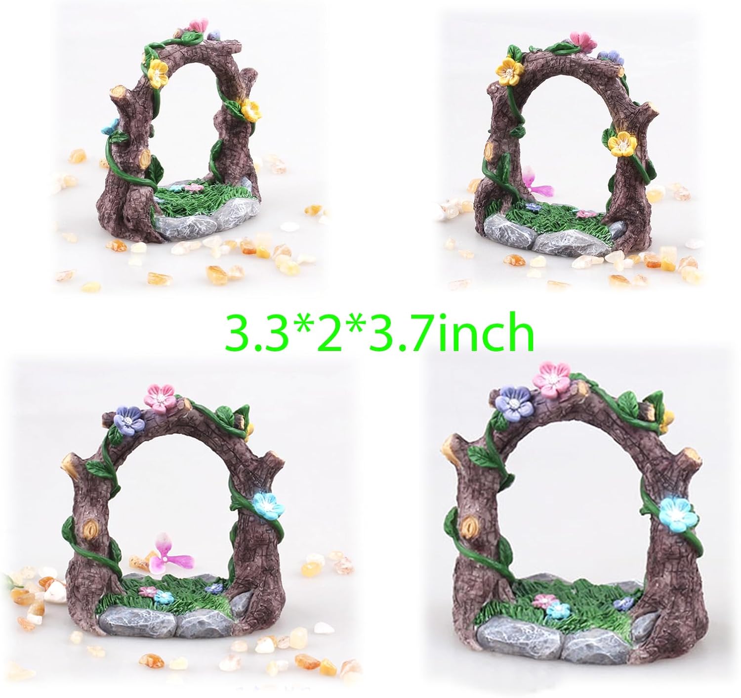 Kai Dream Miniature Fairy Garden Accessories, Resin Craft Flower Arch Figurine, 3.3 * 2 * 3.7 inches, Decorative Landscape, Dollhouse Decor-VerdiqueGarden