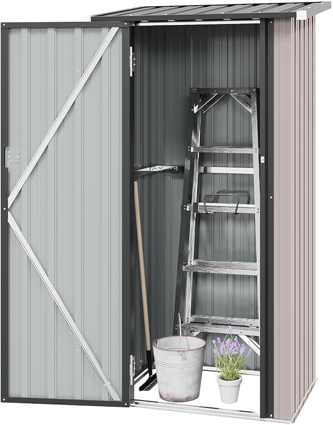 Aoxun 3’x2.1’ Outdoor Metal Storage Shed with Lockable Doors, Steel Utility Tool Shed, Metal Sheds Outdoor Storage for Garden, Patio, Backyard and Lawn, Brown-VerdiqueGarden