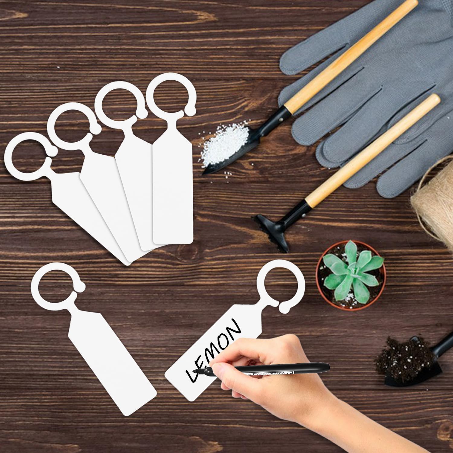 Plant Labels Yuanling 100Pcs Plastic Waterproof Plant Tree Tags Nursery Garden Markers for Indoor Outdoor Gardening Plants Vegetables Flowers Potted (White Color with 1 Marker Pen)-VerdiqueGarden