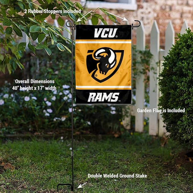 Virginia Commonwealth Rams Garden Flag with Stand Holder-VerdiqueGarden