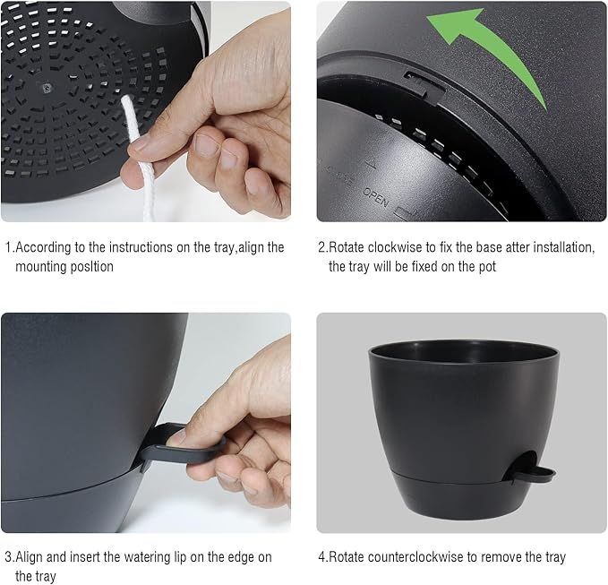 10/9/8 inch Self Watering Pots, Set of 3 Plastic Planters with Mesh Drainage Holes and Deep Reservoir for Indoor Outdoor Garden Plants and Flowers, Black-VerdiqueGarden