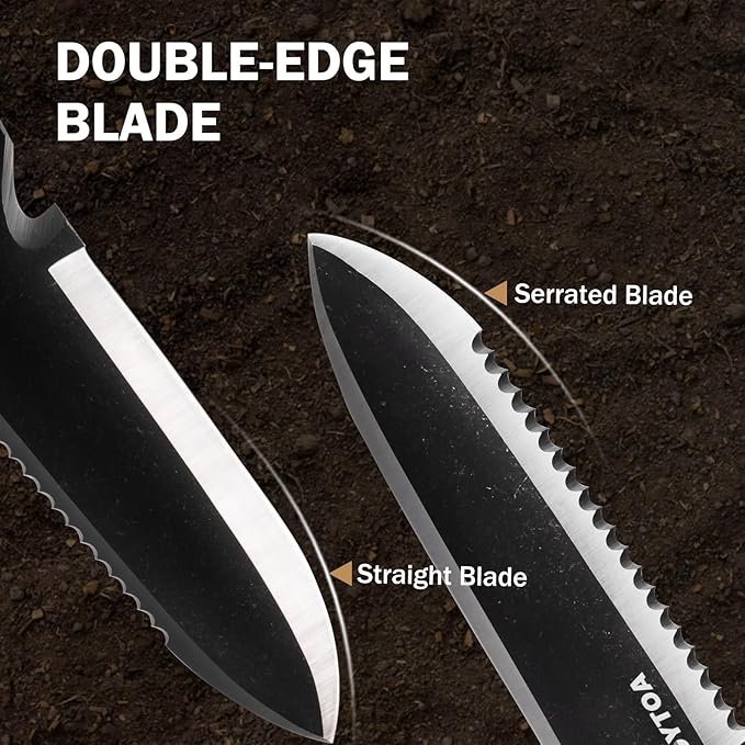 Hori Hori Garden Knife, Garden Tools with Sheath for Weeding,Planting,Digging, 7" Stainless Steel Blade with Cutting Edge, Full-Tang walnut Wood Handle with Hanging Hole-VerdiqueGarden