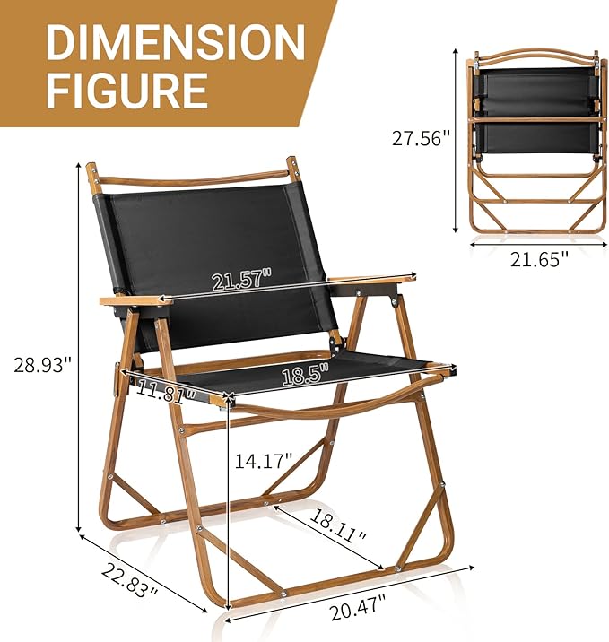 Outvita Portable Folding Camping Chair, Ultralight Low Beach Chair, Durable Aluminum Frame Armchairs for Hiking Concert Fishing Picnic, Supports 223Lbs-VerdiqueGarden