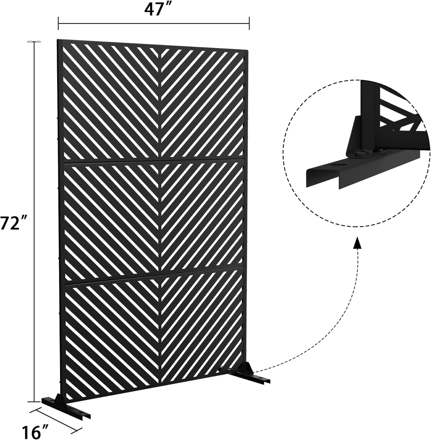 Metal Privacy Screen Outdoor 72" H×47" W,Freestanding Decorative Privacy Screen for Balcony Yard&Garden,Privacy Fence-Black&Arrow-VerdiqueGarden