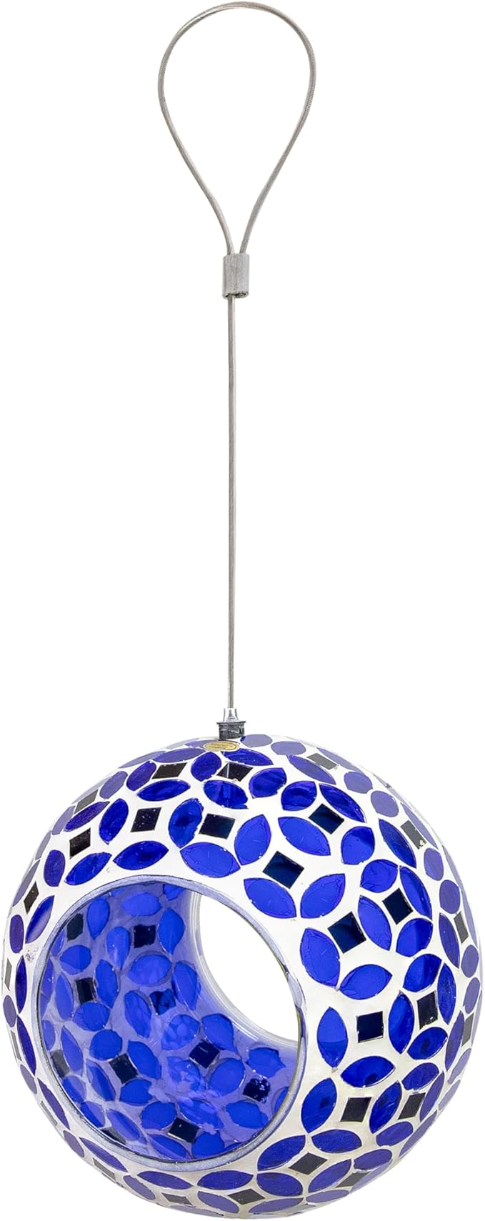 Sunnydaze 6-Inch Glass Mosaic Hanging Bird Feeder for Outdoors - Fly-Through Wild Bird Feeder - Lavender Mosaic-VerdiqueGarden