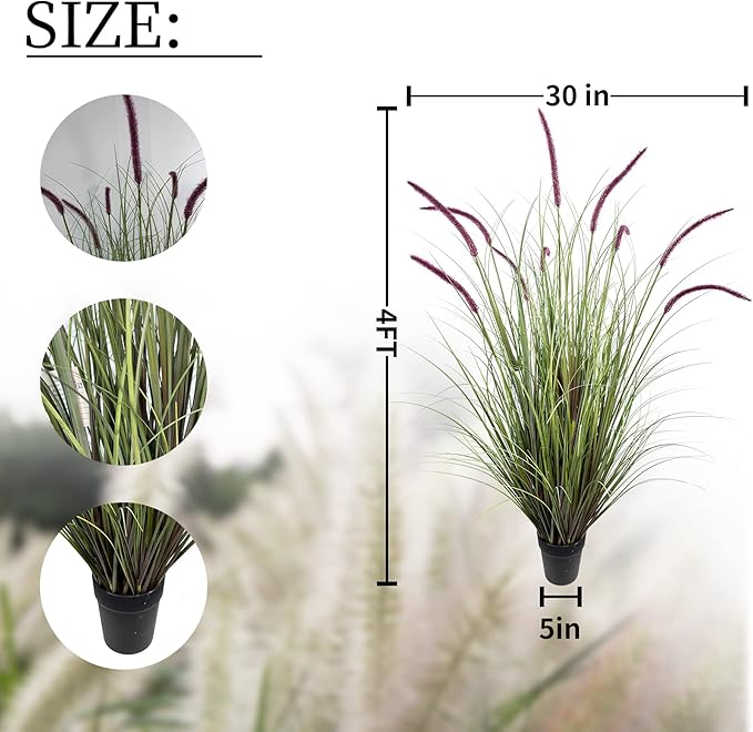 Artificial Plant 47in(2pack) Tall Artificial Grass Plant,Faux Plants Indoor Home Decorative Artificial Plants & Flowers in Pot Fake Plant, House Plant Indoor-VerdiqueGarden