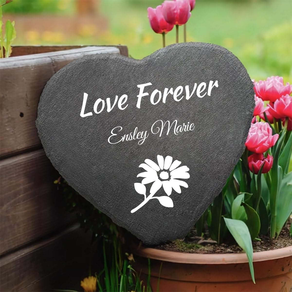 Personalized Decorative Garden Stones Customized with Any Message and Pattern, Custom Heart Shaped Memorial Stones Welcome Stones 8x8 for Housewarming,Memorial Gifts and Special Day Gifts-VerdiqueGarden
