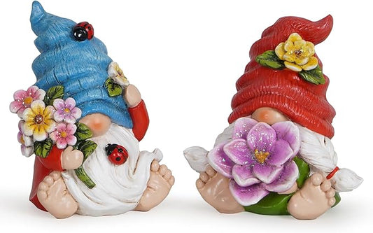 Hodao Spring Garden Decorations - Gnomes Decorations - Summer Gnomes Decorations - Ladybug Flower Decor - Spring Home Decor - Foot Gnomes（2Pcs） (Multicolor)-VerdiqueGarden