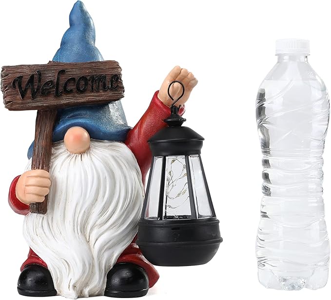 Garden Gnome Outdoor Decoration Solar Gnomes Statue with Lantern LED Lights,Terrace Courtyard Lawn Patio Porch Decoration Christmas Housewarming Gift for Woman Mom, Gnome Blue-VerdiqueGarden