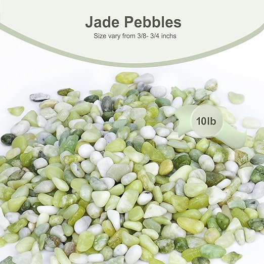 10 lbs Jade Pebbles for Indoor Plants, Decorative Pebbles for Bamboo, Vase, 3/8" Plant Gravel for Pots Indoor, Highly Polished Small River Rocks-VerdiqueGarden