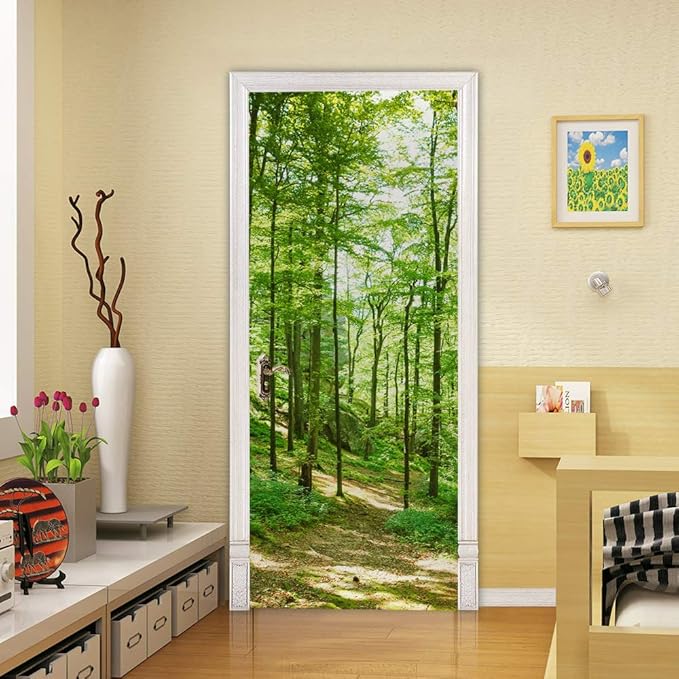 3D Peel and Stick Murals - Forest - Self-Adhesive Wallpaper Decals - Removable PVC Waterproof - Bedroom & Living Room Door Wall Decoration - 35.4 x 78.7 inch-VerdiqueGarden