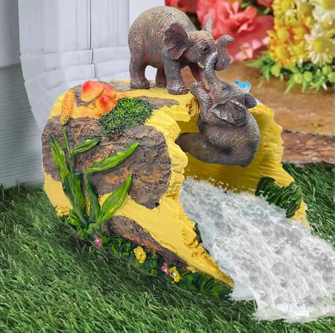 Elephant Gutter Downspout Extension Statues Garden Decoration,Rain Downspout Diverter Garden Statue,Decorative Gutter Extension，3"×4" Downspout Splash Block，Animal Resin Statue Outdoor Décor-VerdiqueGarden