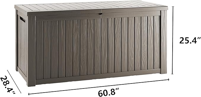 180 Gallon Outdoor Storage Deck Box - Large Waterproof Resin Bin for Delivery Boxes Outside, Lockable Storage for Patio/Pool Cushions & Tools, UV-Resistant, Granite Grey-VerdiqueGarden