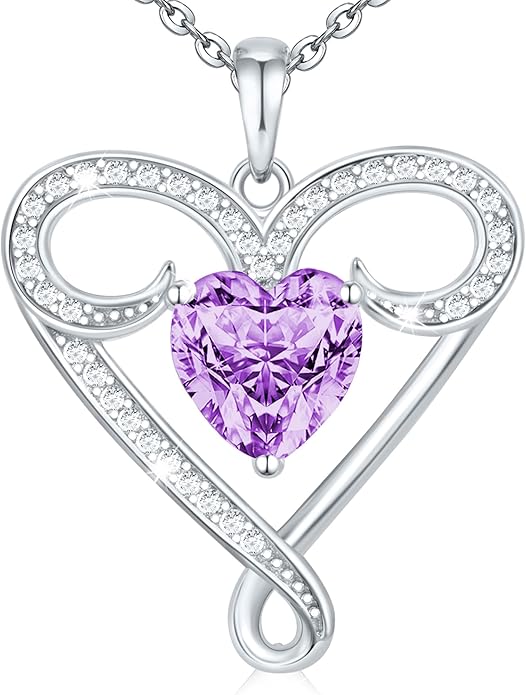 Infinity Necklace for Women, 925 Sterling Silver Heart Necklace with 5A Zircon, White Gold Plated Adjustable Chain, Gift for Valentine's Day, Birthday, Anniversary for Wife, Girlfriend, Mom