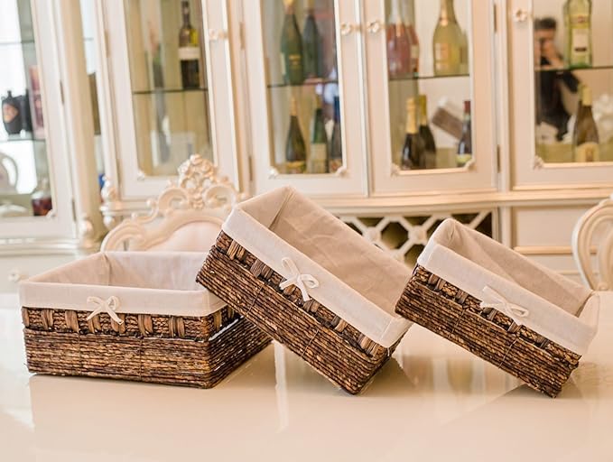 Handmade Woven Maize and Hyacinth Storage Basket,Kingwillow, (Set of 3)-VerdiqueGarden