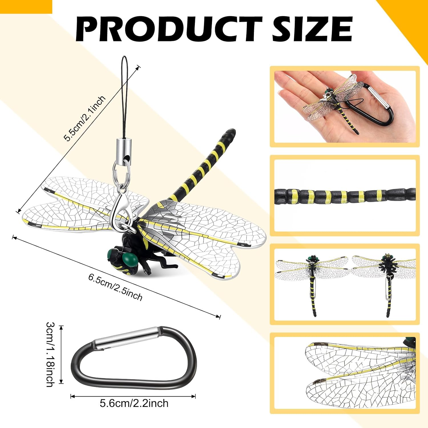 Qualirey 2pcs Dragonfly Hat Clip 2.2inch Realistic Dragonfly Clip with Hook Attach to Backpack Hat Keychain for Indoor Yard Garden Plant Decor-VerdiqueGarden