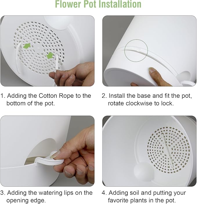 12 inch Large Self Watering Pots for Indoor Outdoor Plants, Flower Plant Pots with Mesh Drainage Holes for Garden House, Plastic Planters with Reservoir for Home, White-VerdiqueGarden