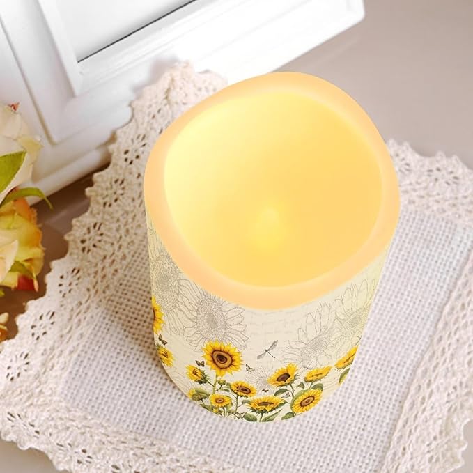 Ystardream Elegant Sunflower Flameless Candles Color Changing LED Candles with Remote Control Battery Candles for Outdoor and Indoor Home and Room Decoration,Backpack Set of 4 Piece-VerdiqueGarden