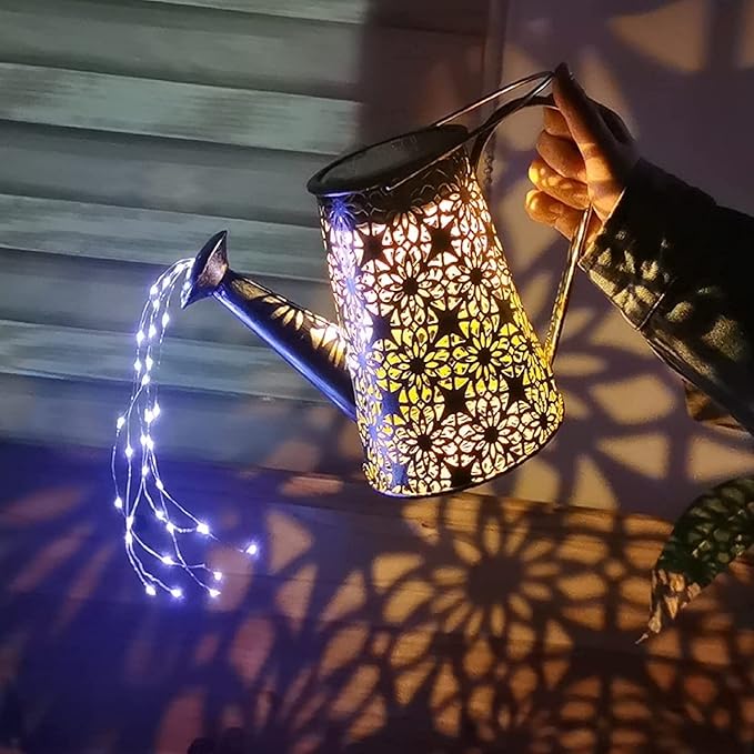 VOOKRY Watering Can with Lights, Large Hanging Solar Lights Outdoor Waterproof, Decorative Retro Metal Solar Garden Decor for Patio Yard Porch Lawn Landscape Gardening Gifts for Mom Grandma Women-VerdiqueGarden