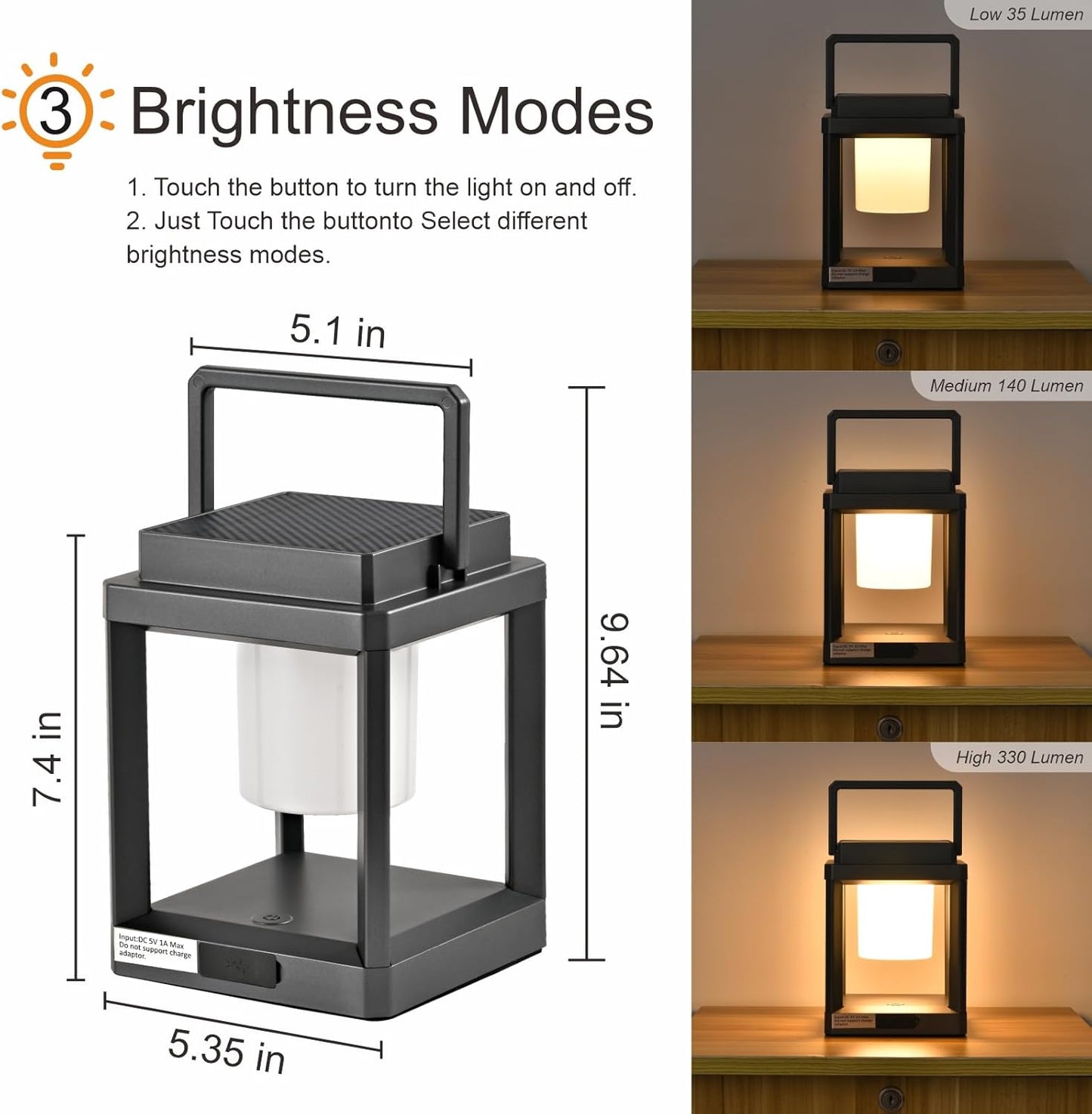 LETRY Solar Outdoor Table Lamp: Outdoor Lanterns for Patio Waterproof,Portable Rechargeable Solar Lamp-VerdiqueGarden