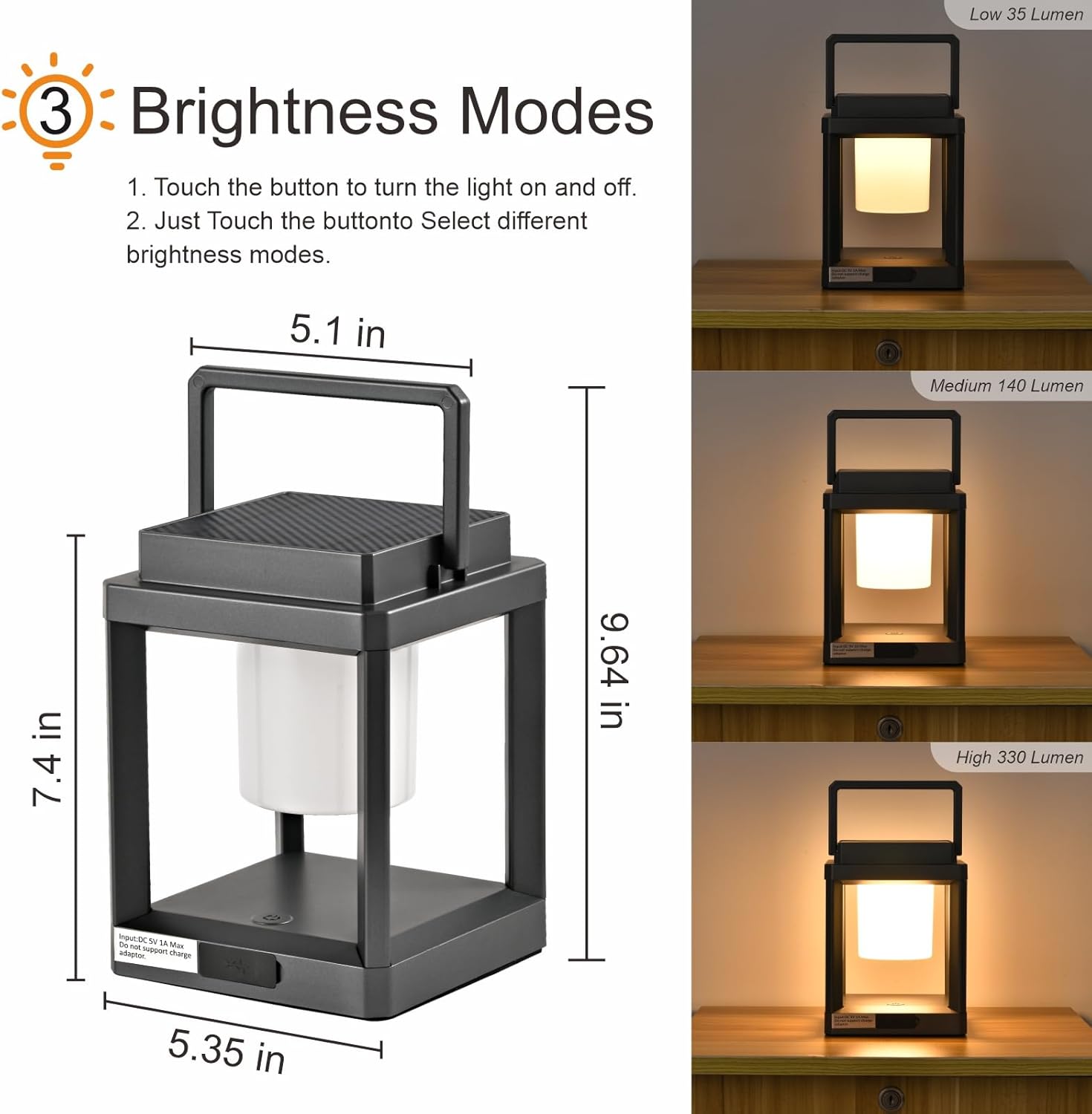 LETRY Solar Outdoor Table Lamp: Outdoor Lanterns for Patio Waterproof,Portable Rechargeable Solar Lamp-VerdiqueGarden