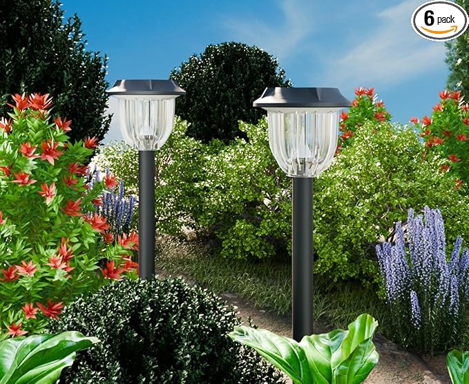 AOSEA Solar Outdoor Lights, IP 65 Waterproof Solar Powered Driveway Lights, Auto On/Off Path Landscape Lighting for Yard, Patio, Landscape, Pathway, Warm White(2 Pack)-VerdiqueGarden