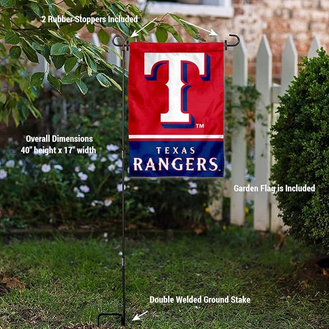 WinCraft Texas Rangers Garden Flag with Stand Holder-VerdiqueGarden