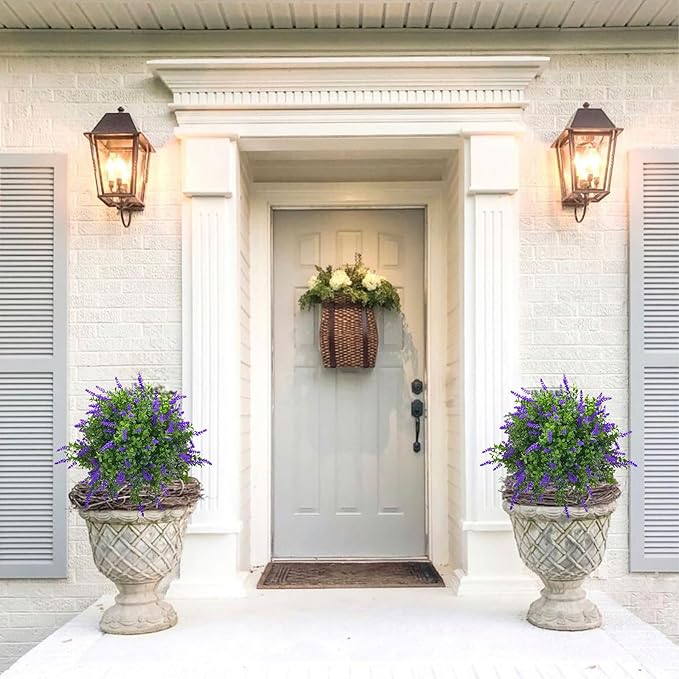 23.6" Artificial Lavender Topiary Ball Trees with Ground Spike, 2 Pack Faux Potted Plants with UV Resistant Purple Flowers for Indoor Outdoor Home Garden Patio Porch Decoration-VerdiqueGarden