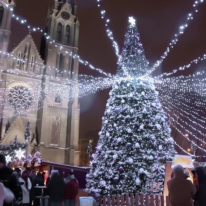 EEW 2-Pack 200 LED Solar String Lights for Outside, Solar Christmas Lights with 8 Lighting Modes, Waterproof Green Wire Solar String Lights Outdoor for Tree Xmas Party Garden Decorations (Cool White)-VerdiqueGarden