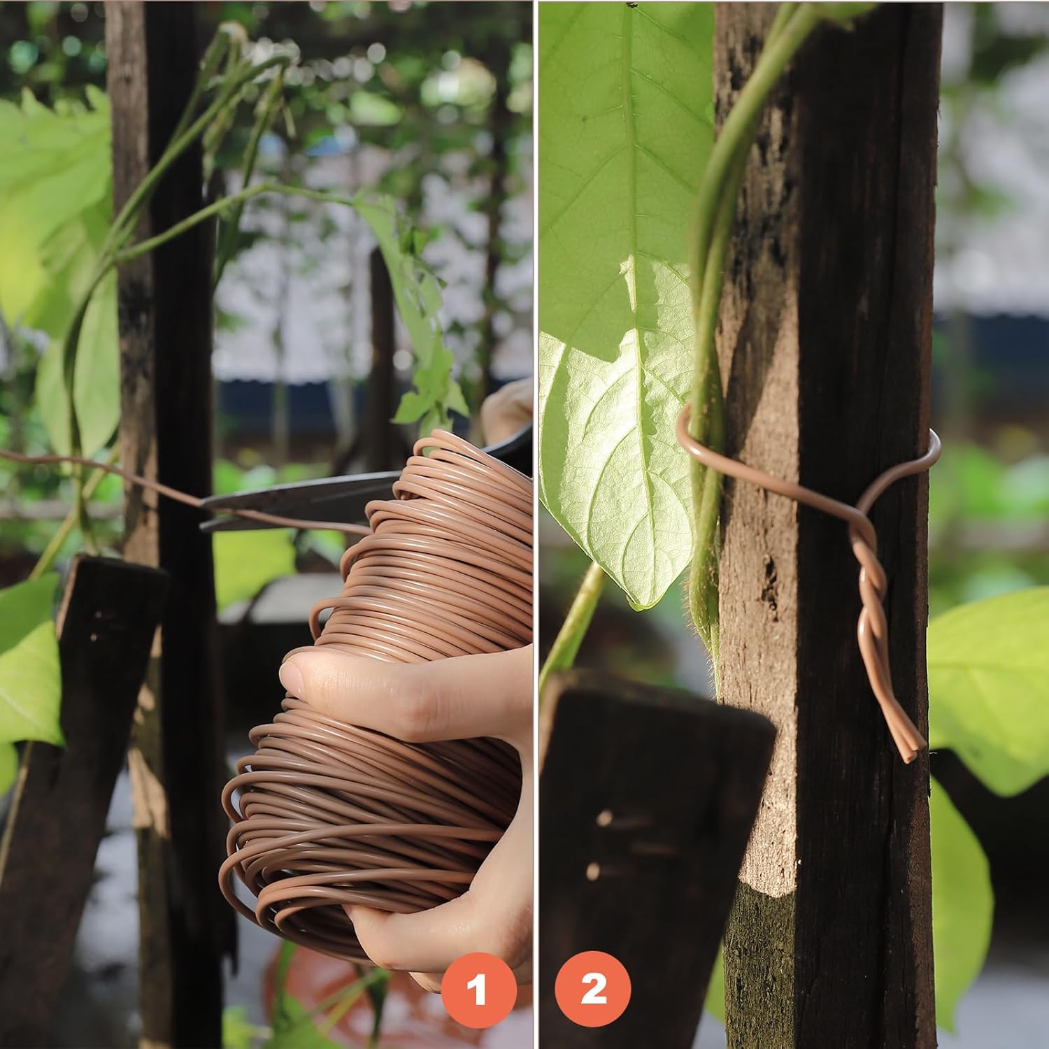 130 Feet Soft Plant Tie Brown Twist Garden Ties for Plants Gardening Home Office Organization TPR Garden Ties Supplies with 2.5mm Diameter-VerdiqueGarden