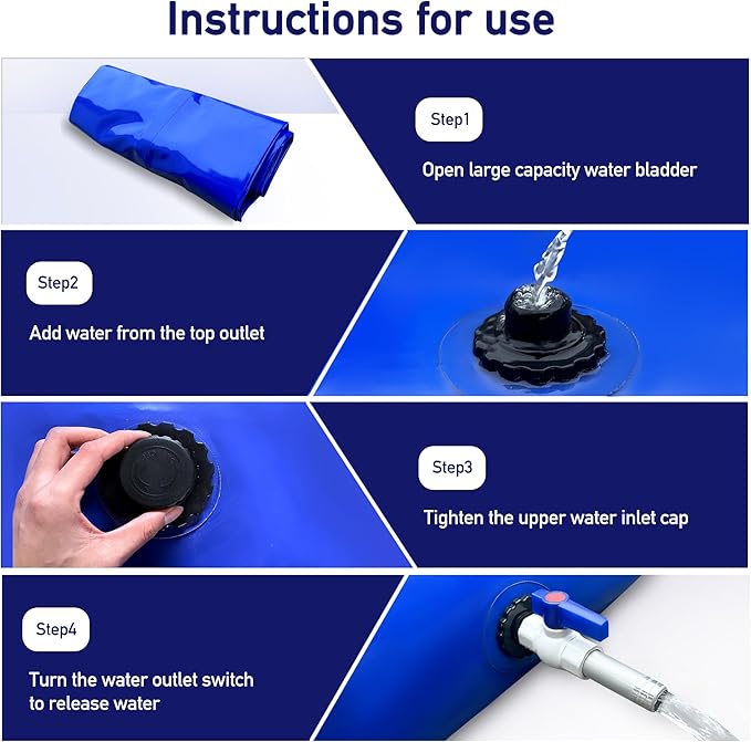 1000Gal Portable Water Storage Bladder, Foldable Large Capacity Container Water Tank, Agricultural Irrigation, Camping, Firefighting, Outdoor Household Water-VerdiqueGarden