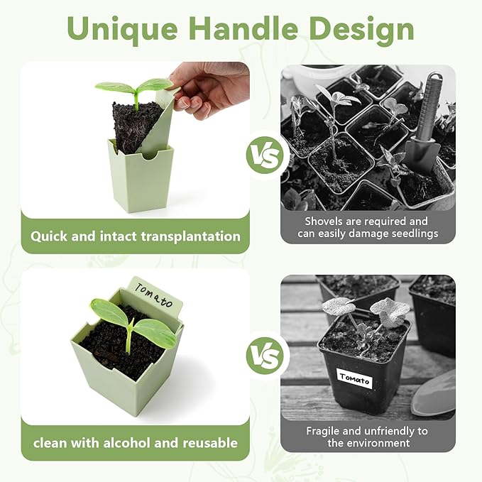 Green Bazzar Seed Starter Tray with Handle, 9 Individual Cells, Reusable Plant Germination Trays with Humidity Lid, Ideal for Germinating Seeds Indoors & Transplanting Outdoors, Durable & Easy to Use-VerdiqueGarden