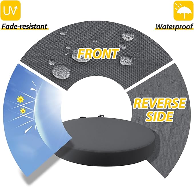 AAAAAcessories Outdoor Seat Cushions for Chairs, Waterproof, Fade-Resistant Patio Furniture Replacement Cushions, 15" x 15" x 2", Set of 2, Dark Gray-VerdiqueGarden