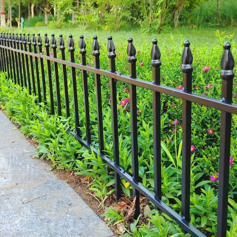 Metal Decorative Garden Fence 22" Wide x 18" High (5 Panels, Total Length 9.17 feet), Metal Border Folding Fence, Landscape Fencing for Flower Bed, Yard, Animal Barrier-VerdiqueGarden